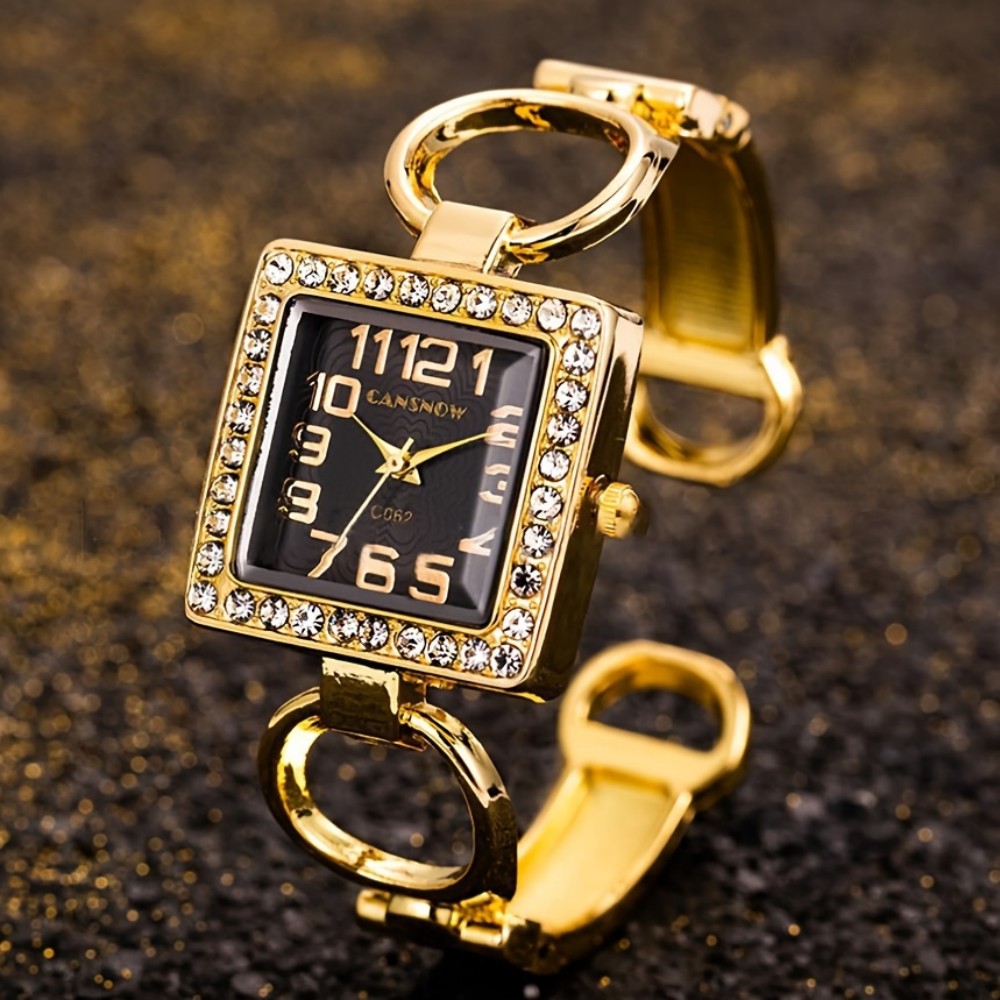 Quiet Luxury Watch - Luxury Fashion Rhinestone Square Dial Quartz