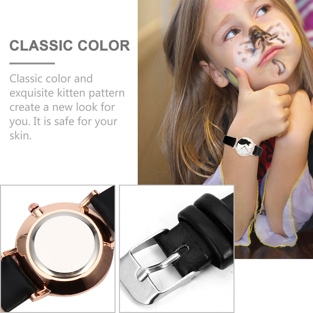 Luxury Watch White - 2Pcs Female Cartoon Cat Wrist Watch