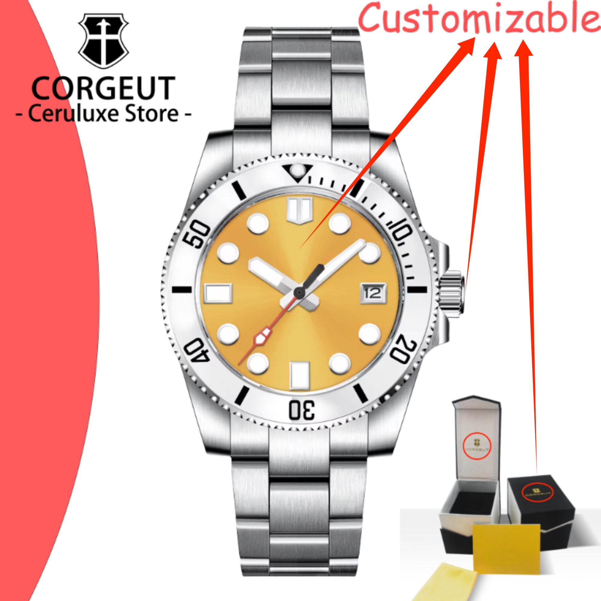 CUSTOM Logo 40mm Men's Automat - Luxury Watch Logos 评论和价格