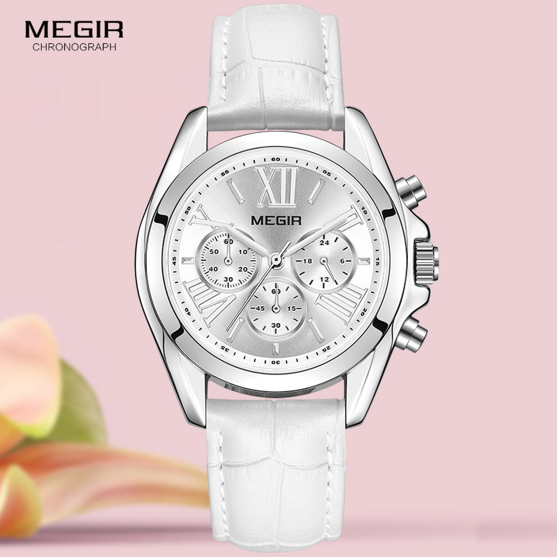 MEGIR2019 New Luxury Leather W - Luxury Watch White 评论和价格