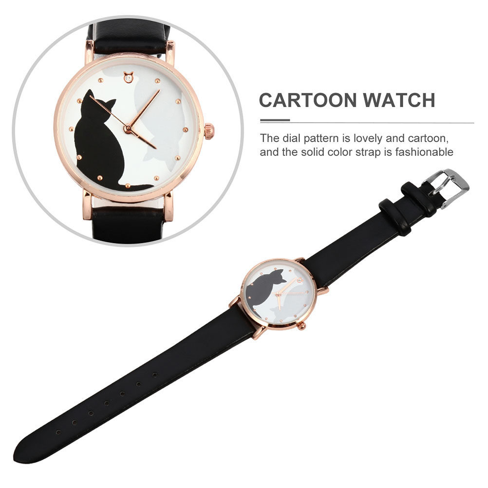 2Pcs Female Cartoon Cat Wrist  - Luxury Watch White 评论和价格