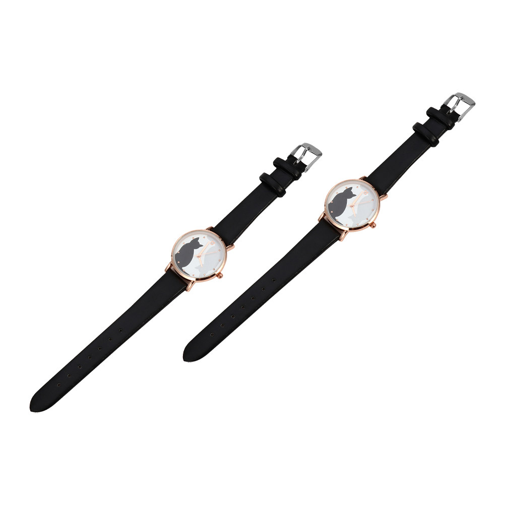 2Pcs Female Cartoon Cat Wrist  - Luxury Watch White 评论和价格