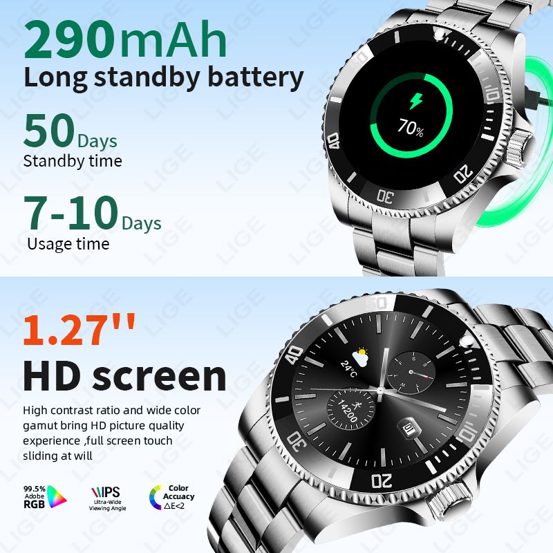 LIGE Smart Watch Luxury Steel  - Luxury Watch Hd 评论和价格