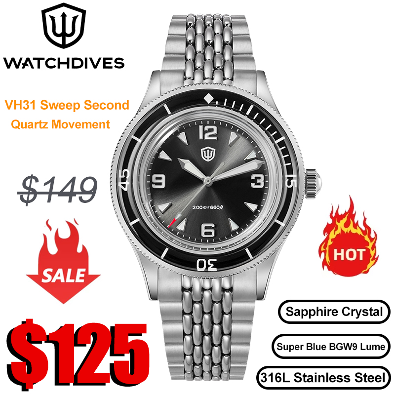 Watchdives WD50Q Watches VH31  - Guilloché Dial Watch 评论和价格