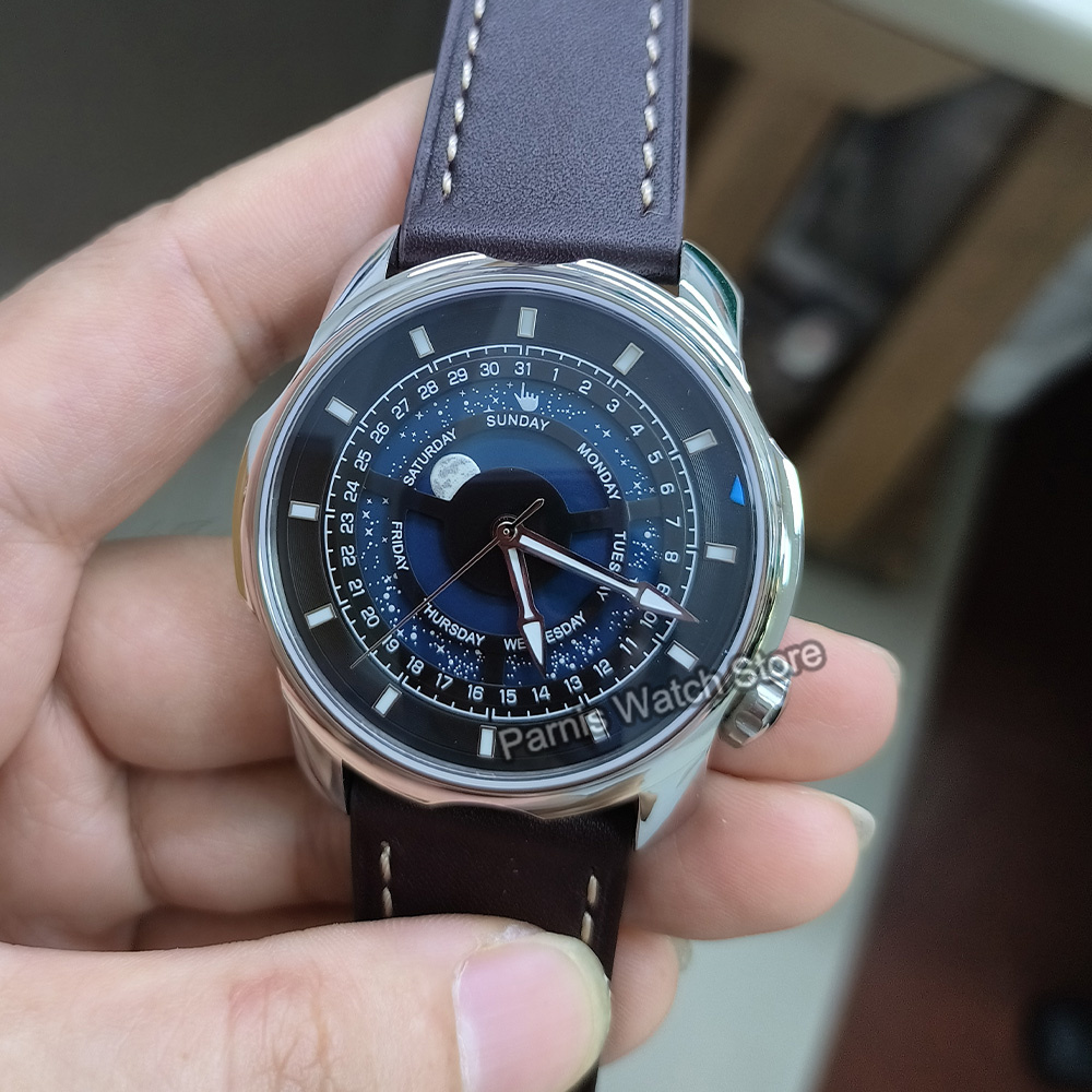 42mm Parnis Blue Romantic Star - Guilloché Dial Watch 评论和价格