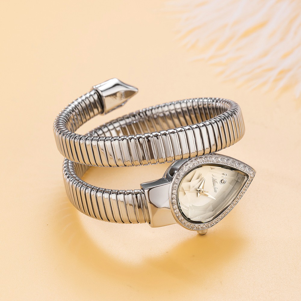 MISSFOX Snake Shape Diamond Wa - Luxury Watch White 评论和价格